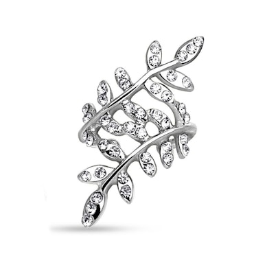 Earcuff z liściem z kamieni ozdobnych