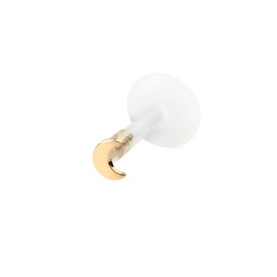 Labret z półksiężycem z 14 karatowego złota