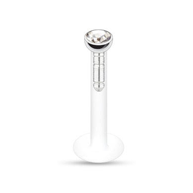 Labret z ptfe z kamieniami w różnych kolorach