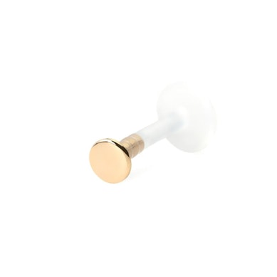 Labret z okrągłym dyskiem z 14 k złota