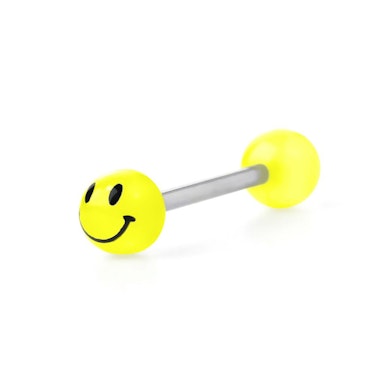 Świecący kolczyk do języka ze smiley
