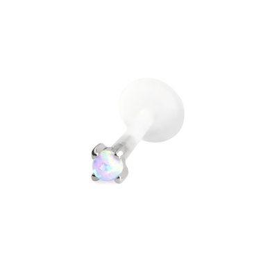 Labret z 14 karatowego złota z opalem
