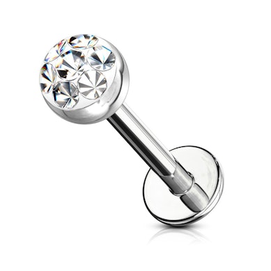 Labret z kryształową kopułą