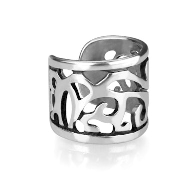 Earcuff z szerokim filigranowym wzorem