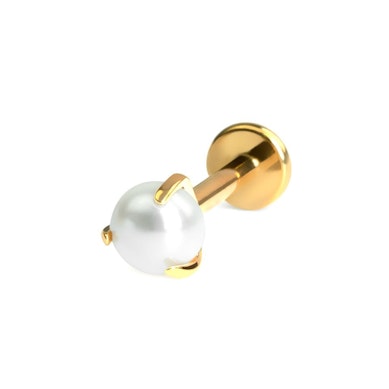 Labret z tytanu zdobiony perłą
