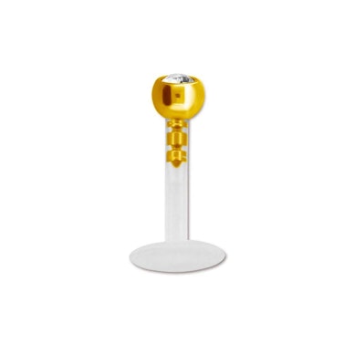 Labret z ptfe z kolorową końcówką z kamieniem