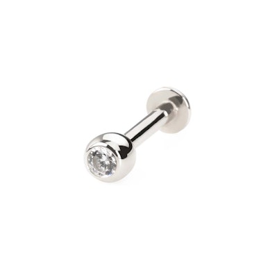 Labret z 14-karatowego złota z kryształkiem