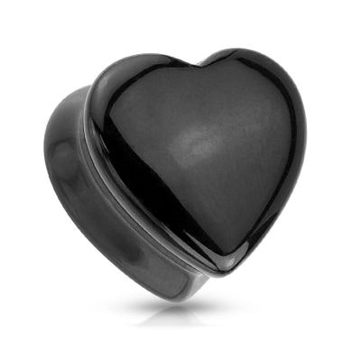 Plug w kształcie serca z czarnego onyksu
