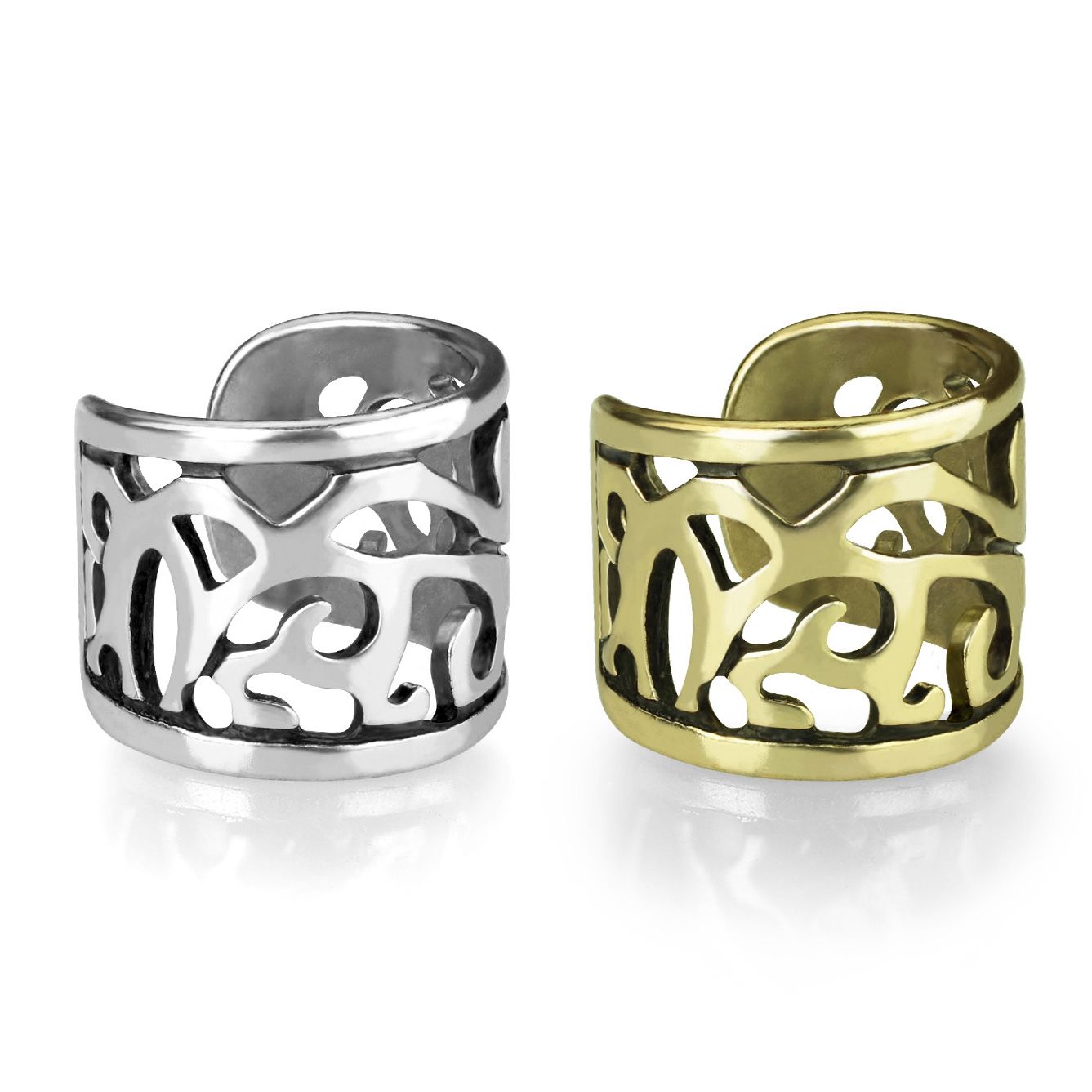 Earcuff z szerokim filigranowym wzorem