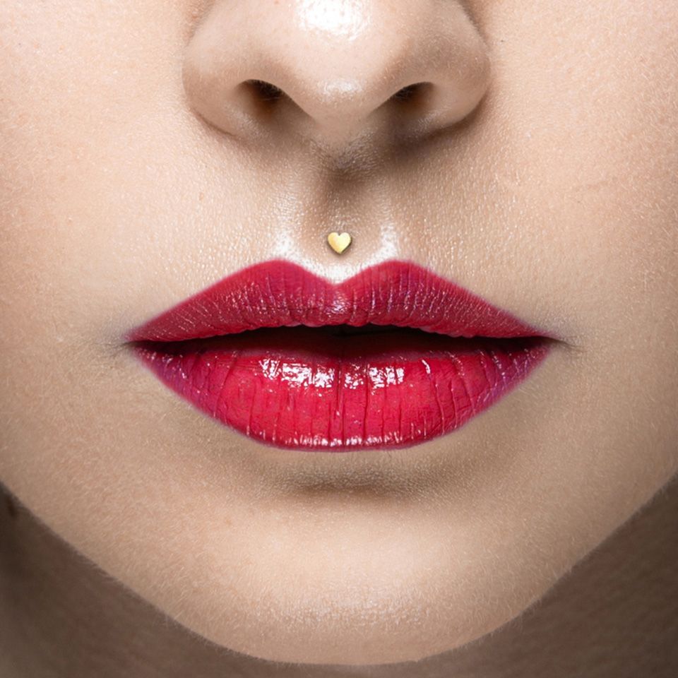 Labret z 14 karatowym sercem