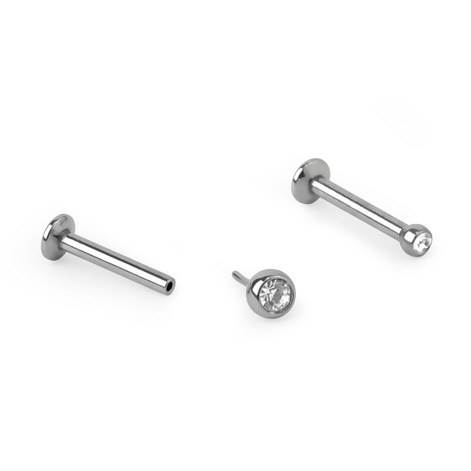 Wpychany labret z okrągłym kamieniem