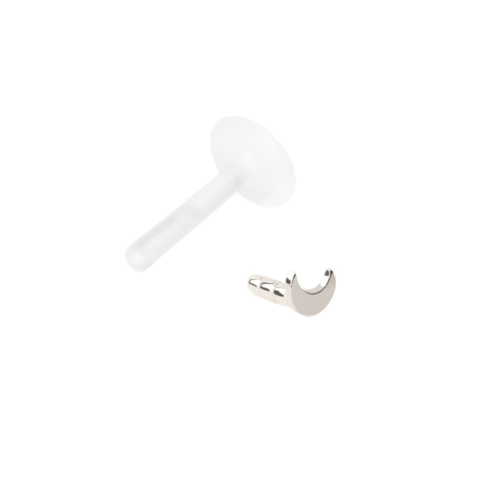 Labret z półksiężycem z 14 karatowego złota