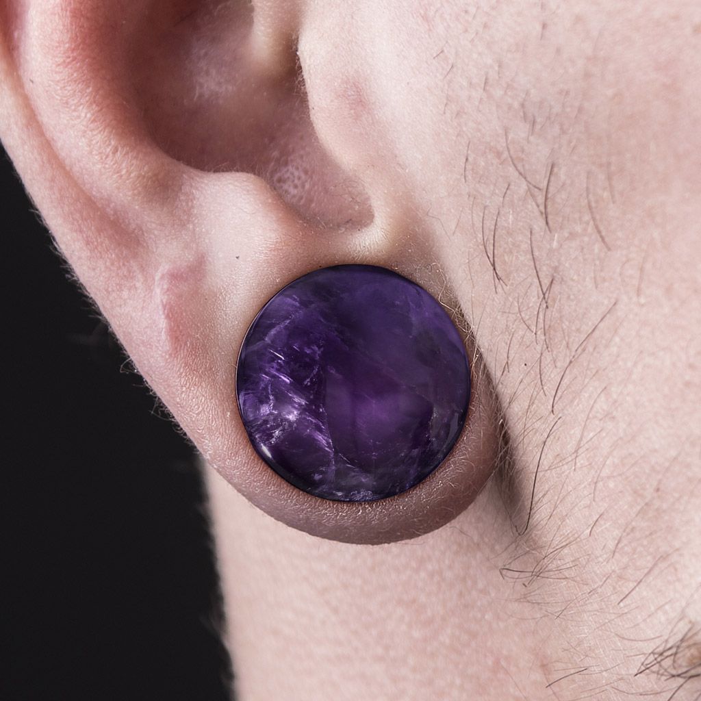Plug z ametystu z o-ringiem