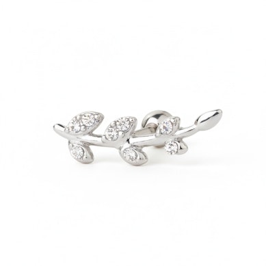 Kolczyk do uszu z liściem zdobionym kamieniami