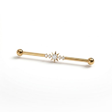 Tytanowa sztanga z tytanu z centralną gwiazdką i kamieniami