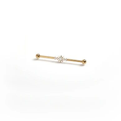 Tytanowa sztanga z tytanu z centralną gwiazdką i kamieniami