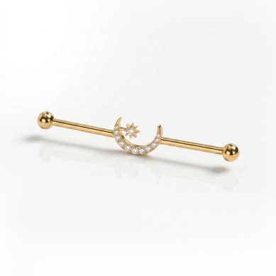 Tytanowa sztanga industrial z centralnym księżycem i gwiazdką