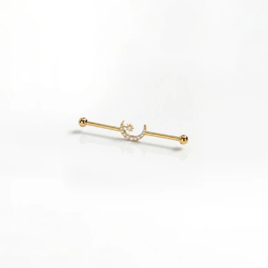 Tytanowa sztanga industrial z centralnym księżycem i gwiazdką