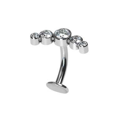 Unoszący się kolczyk do pępka z tytanu zdobiony kryształkami