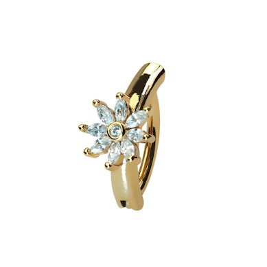 Clicker do pępka z błyszczącym kwiatem