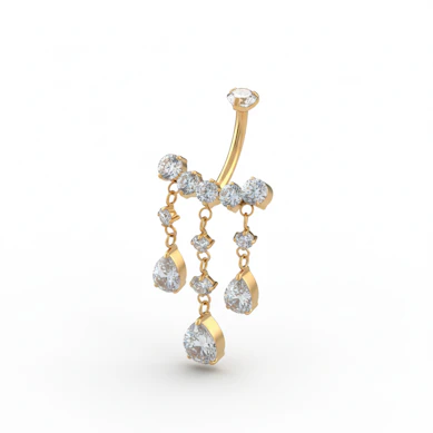 Tytanowa sztanga do pępka z wiszącymi ozdobami