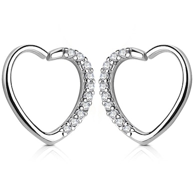 Kolczyk do ucha w kształcie serca wysadzanego kryształkami