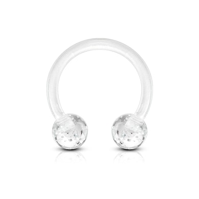 Podkówka z akrylu z błyszczącymi kulkami