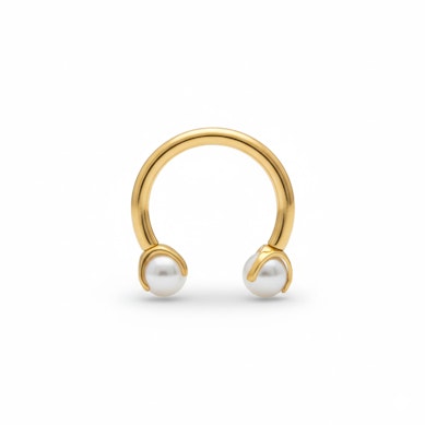 Tytanowa podkówka z perłami