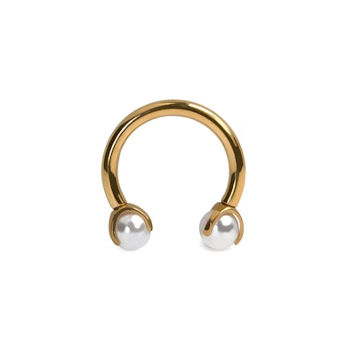 Tytanowa podkówka z perłami