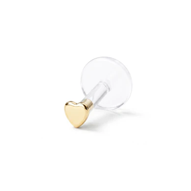 Labret z 14 karatowym sercem