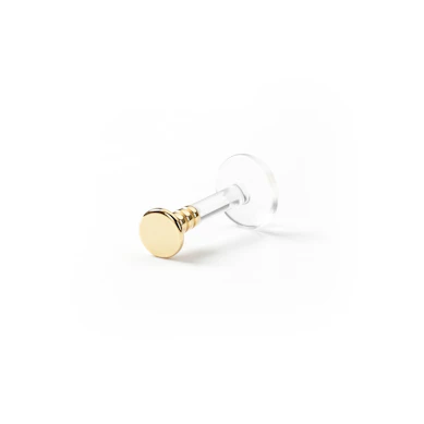 Labret z okrągłym dyskiem z 14 k złota
