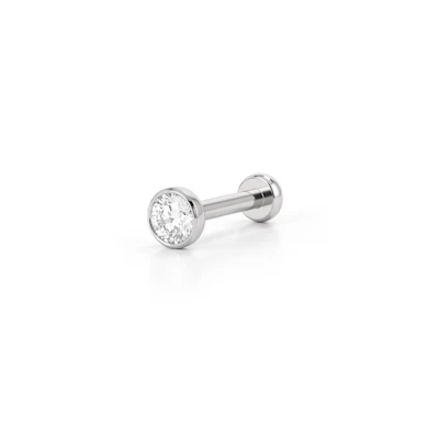 Wpychany labret z tytanu z kamieniem w oprawie bezel