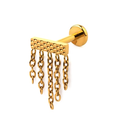 Prostokątny labret z łańcuszkami