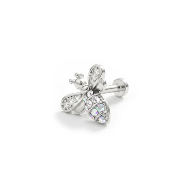Labret z gwintem wewnętrznym i pszczółką z ćwiekami