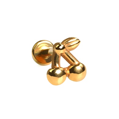 Tytanowy labret wisienka z płaskim tyłem