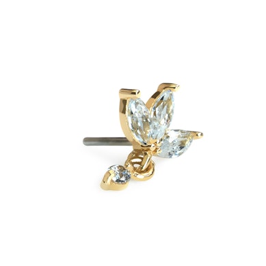 Wpychany top kwiat lotosu z zawieszką z 14k złota 