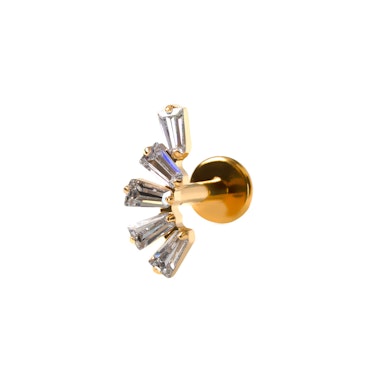 Labret z tytanu z kamieniami o szlifie bagietkowym