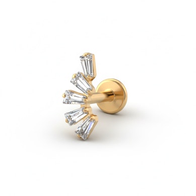 Labret z tytanu z kamieniami o szlifie bagietkowym