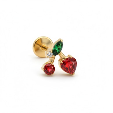 Labret wisienka z kolorowymi kamieniami