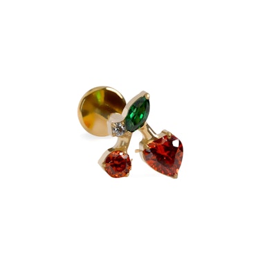 Labret wisienka z kolorowymi kamieniami