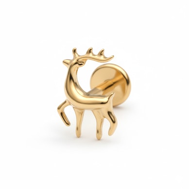 Labret z tytanu w kształcie renifera