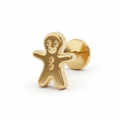 Labret z tytanu z piernikowym ludzikiem