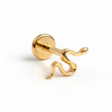 Tytanowy labret z wzorem węża