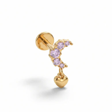 Tytanowy księżyc z różowymi kamieniami