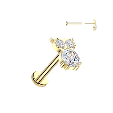 Tytanowy labret z sową i kamieniami