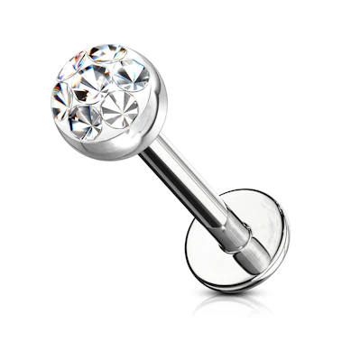 Labret z kryształową kopułą