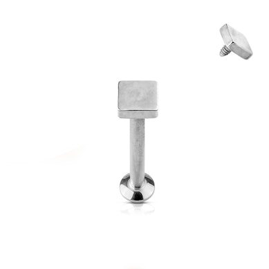 Labret z kwadratową górą i wewnętrznym gwintem