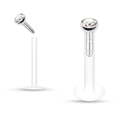 Labret z ptfe z kamieniami w różnych kolorach