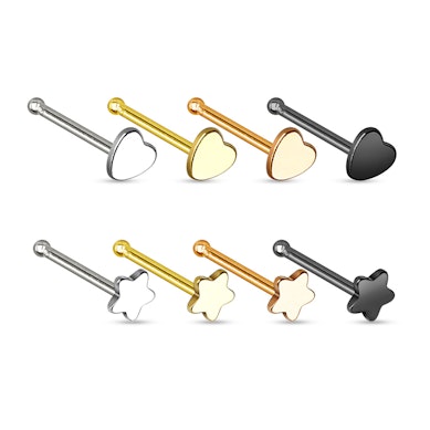 Prosty kolczyk do nosa z różnymi wzorami