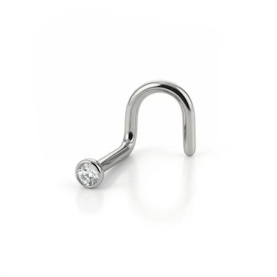 Zakręcony kolczyk do języka ze stali z kolorowymi kamieniami